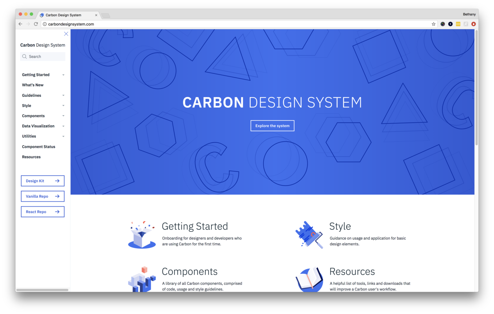 Print do Design System Carbon