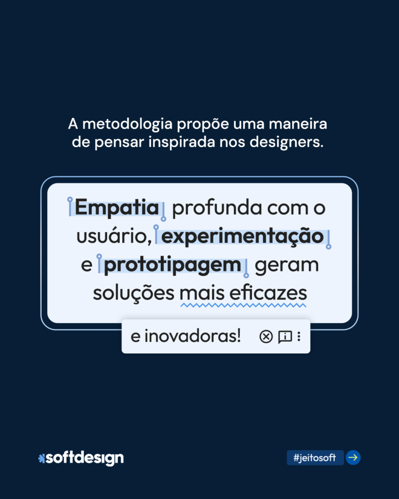 Carrossel de Design Thinking na transformação digital destacamdo metodologia